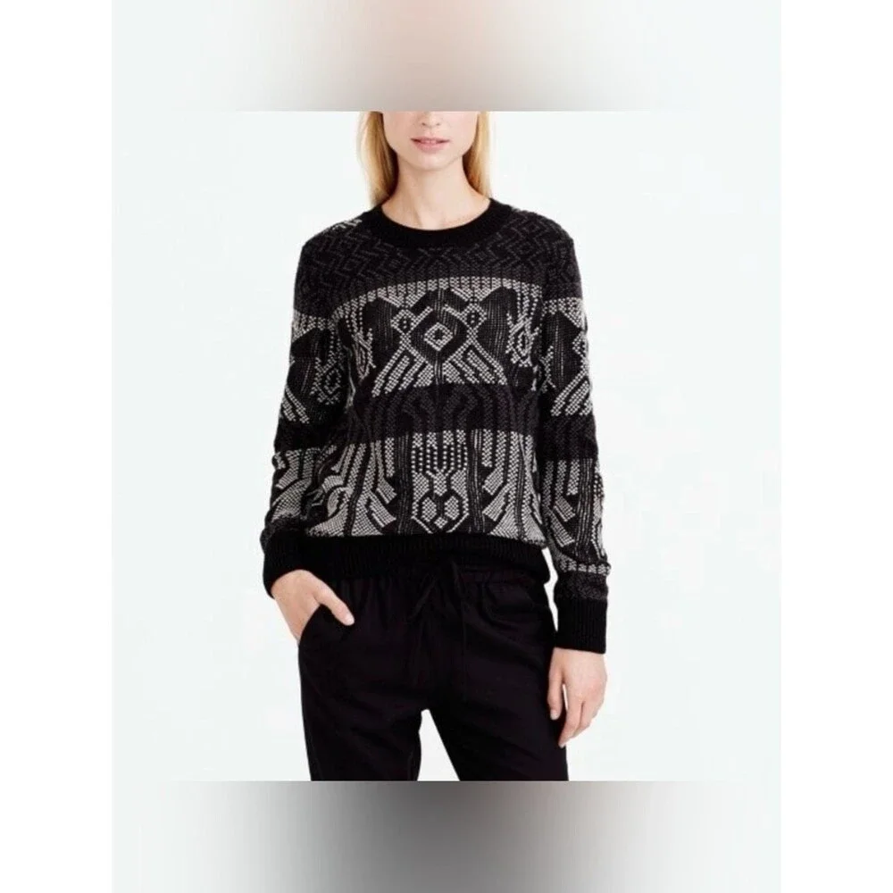 J. Crew Wool Cotton Blend Mixed Stitch Knit Crewneck Sweater Women’s Size Large